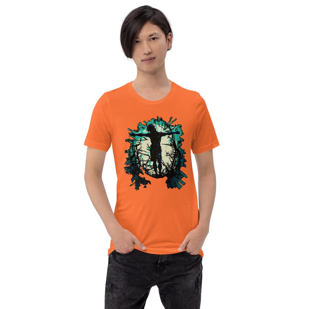 Byte the Bit Unisex Jesus Christ Standing Cross Graphic Crewneck T-Shirt Novelty Short Sleeve Adult Men Women Casual