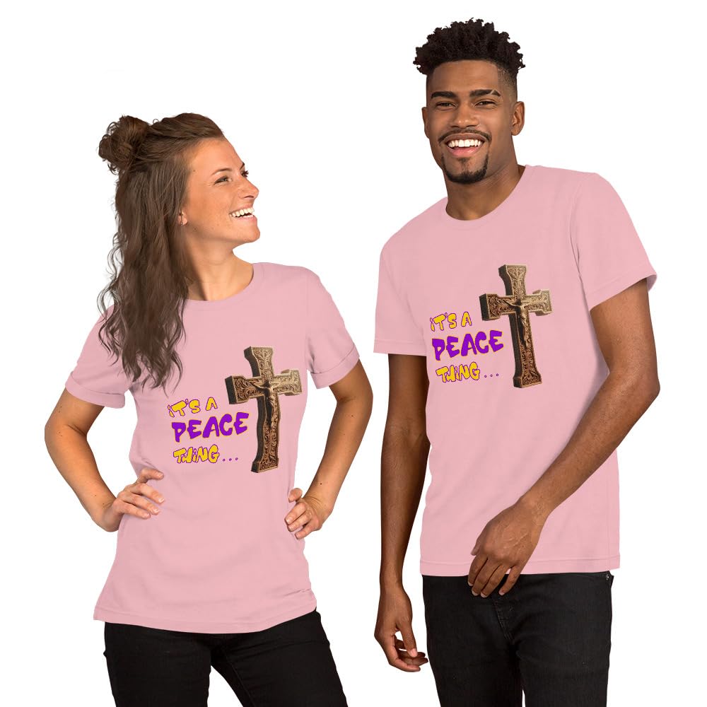 Byte the Bit Unisex It’s A Peace Thing Jesus Christ Cross Christian Graphic Crewneck T-Shirt Short Sleeve Adult Casual