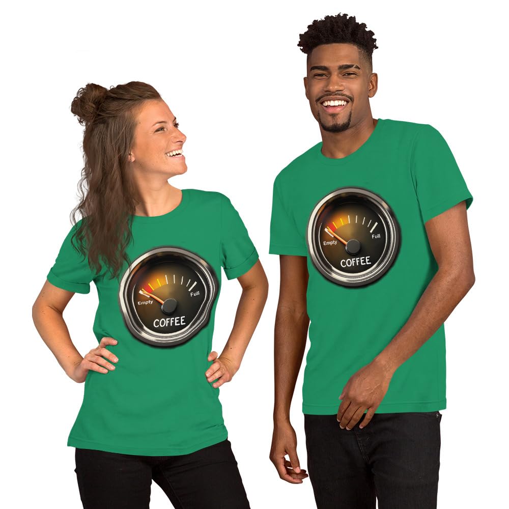 Unisex Coffee Gauge Measure Empty Drinker Caffeine Addicts T-Shirt Short Sleeve Graphic Funny Adult Casual Trendy