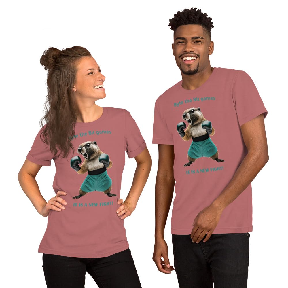 Byte the Bit Unisex Prairie Dog Boxing It is A New Fight Gloves Boxing Short Sleeve Graphic Funny Adult Casual Trendy