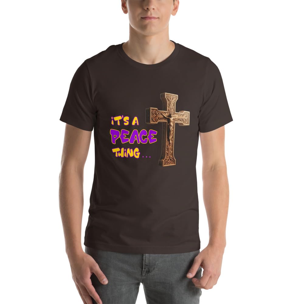 Byte the Bit Unisex It’s A Peace Thing Jesus Christ Cross Christian Graphic Crewneck T-Shirt Short Sleeve Adult Casual