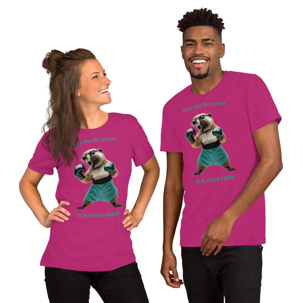 Byte the Bit Unisex Prairie Dog Boxing It is A New Fight Gloves Boxing Short Sleeve Graphic Funny Adult Casual Trendy