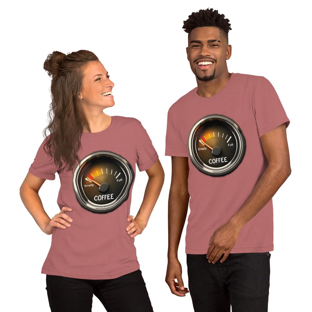 Unisex Coffee Gauge Measure Empty Drinker Caffeine Addicts T-Shirt Short Sleeve Graphic Funny Adult Casual Trendy