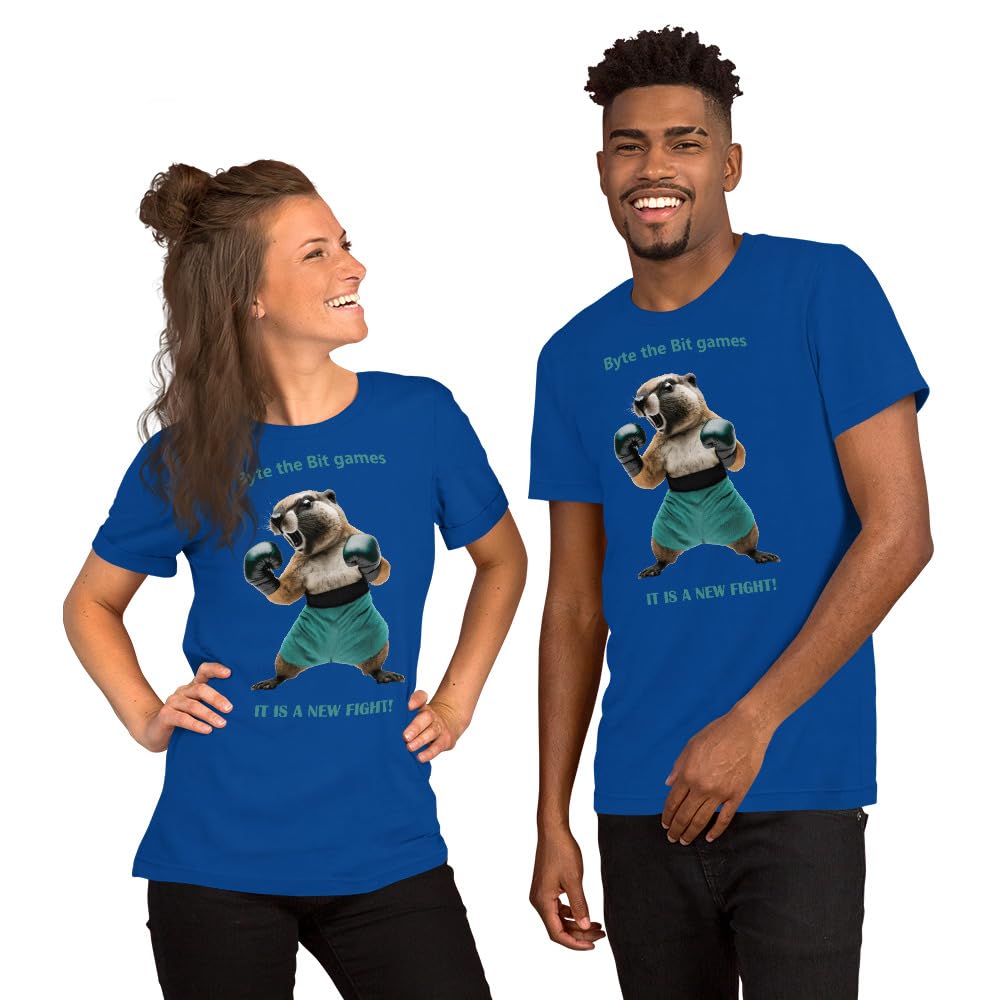 Byte the Bit Unisex Prairie Dog Boxing It is A New Fight Gloves Boxing Short Sleeve Graphic Funny Adult Casual Trendy