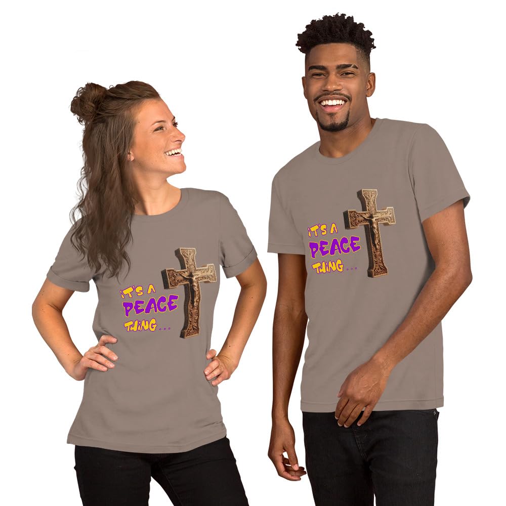 Byte the Bit Unisex It’s A Peace Thing Jesus Christ Cross Christian Graphic Crewneck T-Shirt Short Sleeve Adult Casual