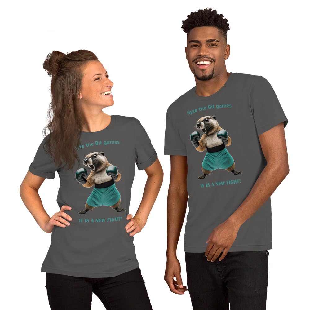 Byte the Bit Unisex Prairie Dog Boxing It is A New Fight Gloves Boxing Short Sleeve Graphic Funny Adult Casual Trendy
