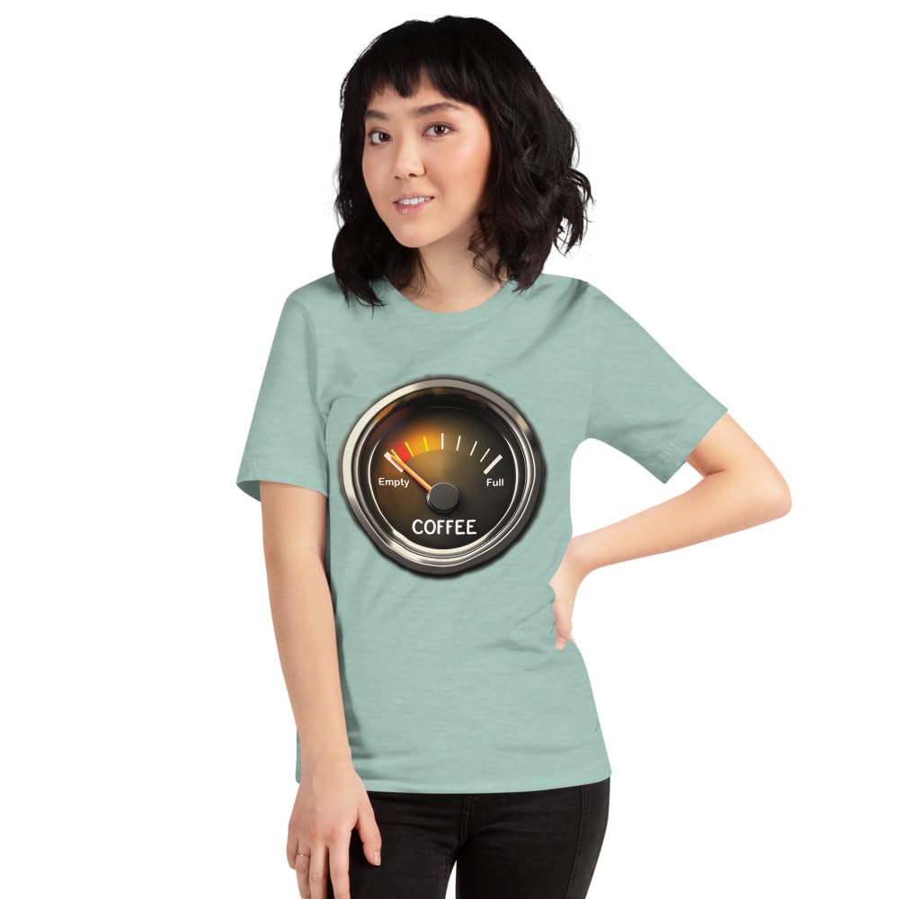 Unisex Coffee Gauge Measure Empty Drinker Caffeine Addicts T-Shirt Short Sleeve Graphic Funny Adult Casual Trendy